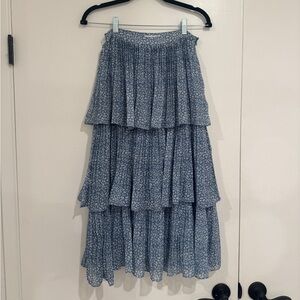 Idem Ditto Blue Tiered Floral Midi Skirt